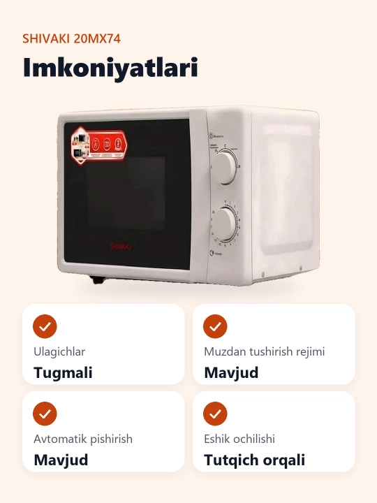 Shivaki 20MX74 mikroto'lqinli pech