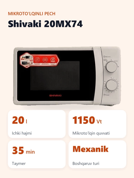Shivaki 20MX74 mikroto'lqinli pech