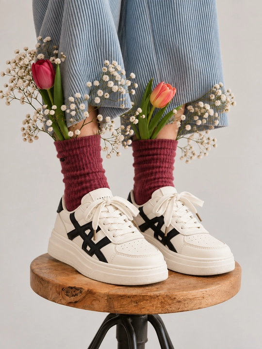 Ayollar uchun krossovka, kundalik casual oyoq kiyimi, bog‘ichli qalin taglikli model