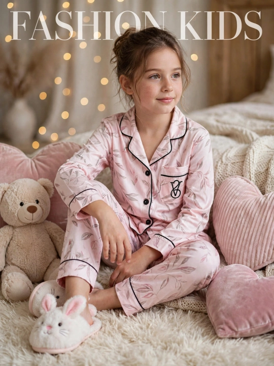 Детская пижама для девочки Victoria Style | Хлопковая пижама для сна | 8-9-10 лет