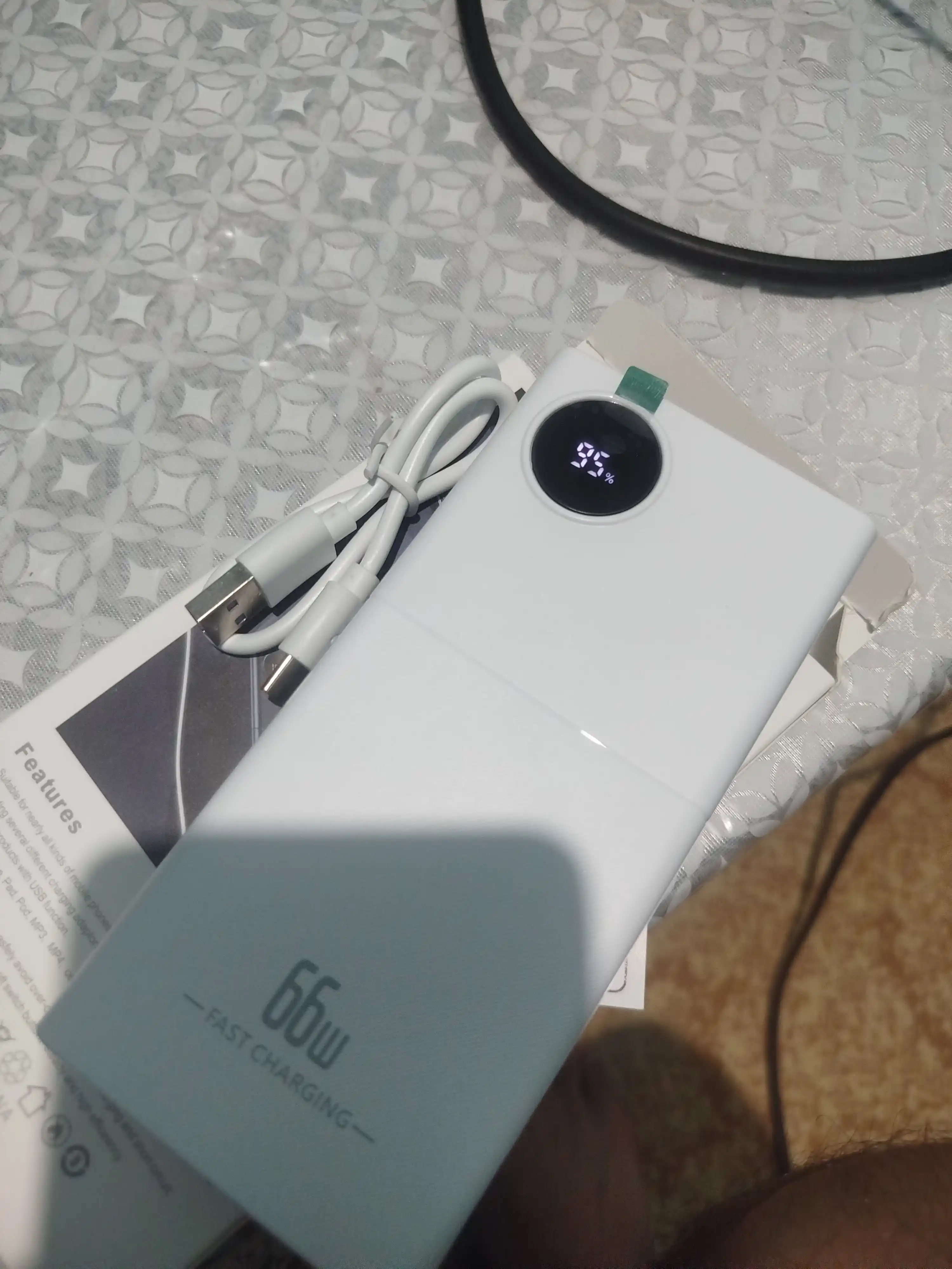 Power Bank 20000mA 66-22.5W tezkor quvvat bilan tashqi akkumulyatori, +4 kabel bilan