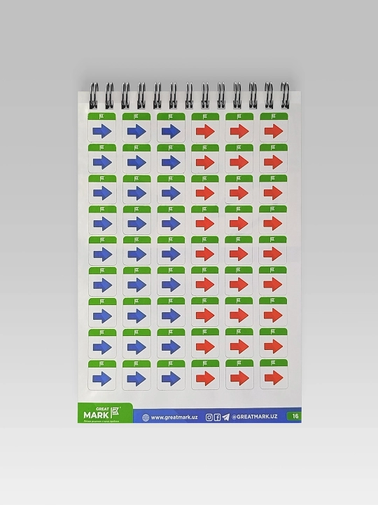 Great Mark,santexnika va issiqlik uchun stiker markirovka bloknot, 16 varoq, 378 stikerlar