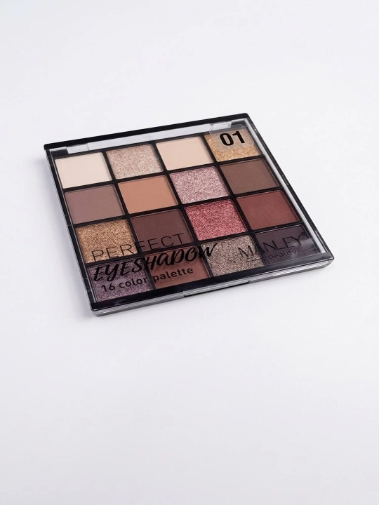Палитра теней для век Manley Beauty Perfect, 16 оттенков (тона 01, 02, 03)