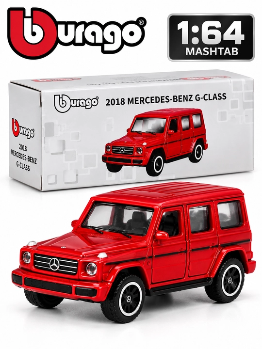 BBURAGO 1/64 kolleksiya o'yinchoq moshinasi: Mers, ZEEKR, NISSAN, BUGATTI, FORD - 