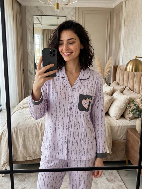 Ayollar uchun Premium pijama to'plami, uy uchun va uxlash uchun, Victoria / Hermes Style