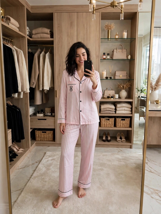 Ayollar uchun Premium pijama to'plami, uy uchun va uxlash uchun, Victoria / Hermes Style