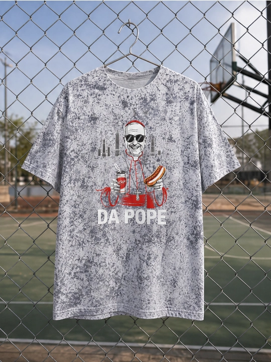 Erkaklar uchun DA POPE printli paxta oversayz futbolka, qisqa yengli
