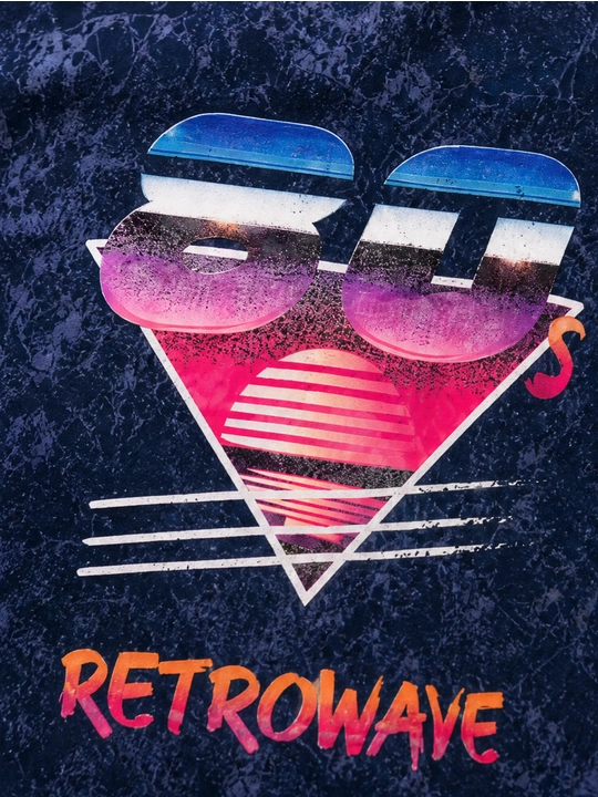 Erkaklar uchun retrowave printli paxta oversayz futbolka, qisqa yengli