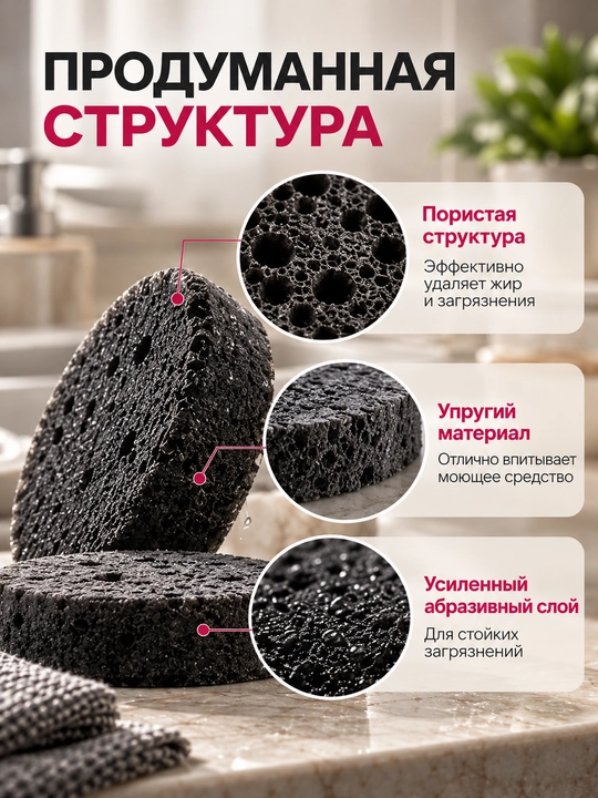 Idish yuvish uchun oval gubkalar, oshxona gubkalari, 10 dona