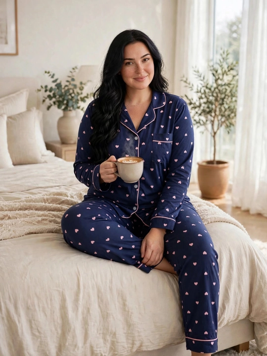 Ayollar uchun katta o'lchamli pijama, gulli uy to'plami, 54-58 razmer, paxta pijama