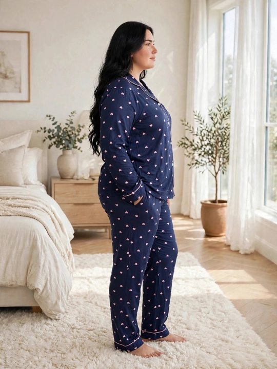 Ayollar uchun katta o'lchamli pijama, gulli uy to'plami, 54-58 razmer, paxta pijama