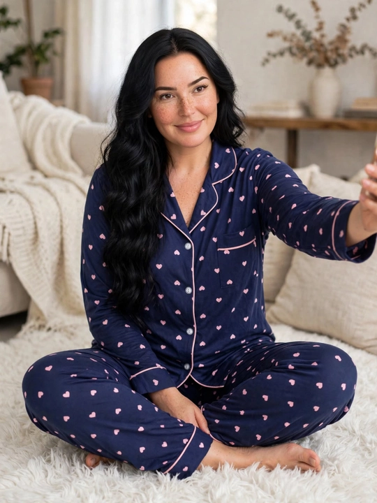 Ayollar uchun katta o'lchamli pijama, gulli uy to'plami, 54-58 razmer, paxta pijama