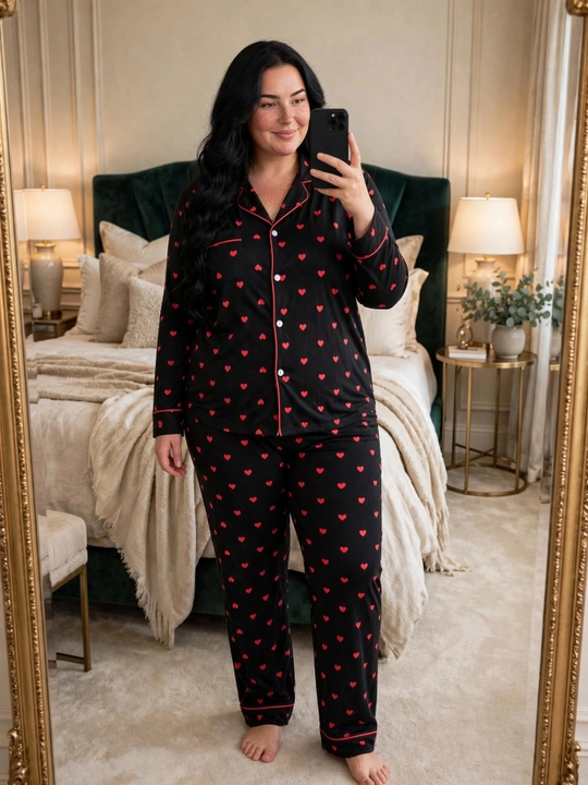Ayollar uchun katta o'lchamli pijama, gulli uy to'plami, 54-58 razmer, paxta pijama