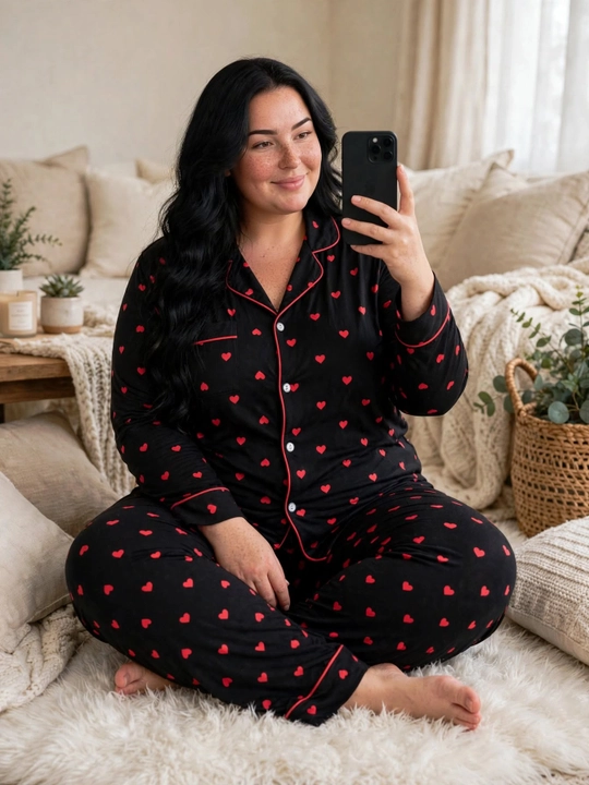 Ayollar uchun katta o'lchamli pijama, gulli uy to'plami, 54-58 razmer, paxta pijama