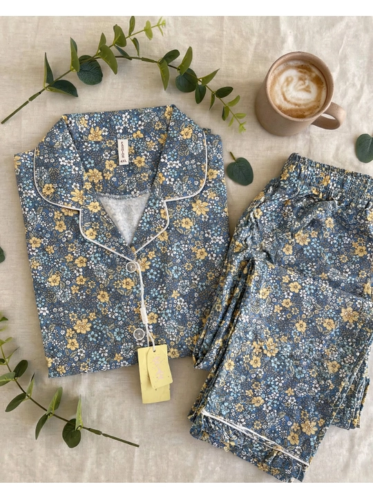 Ayollar uchun katta o'lchamli pijama, gulli uy to'plami, 54-58 razmer, paxta pijama