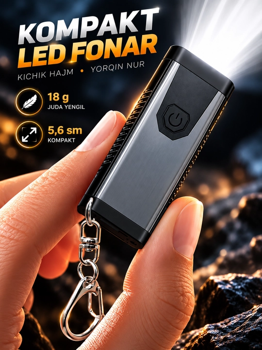 Kuchli Mini LED Fonаr 4 rejimli, USB orqali zaryadlanuvchi - 