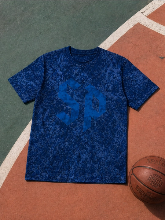 Erkaklar uchun SD monogramma printli paxta oversayz futbolka, qisqa yengli