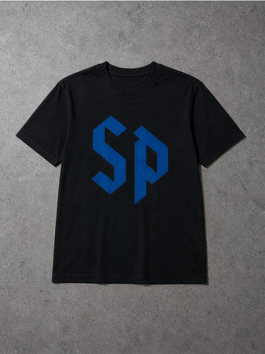 Erkaklar uchun SD monogramma printli paxta oversayz futbolka, qisqa yengli
