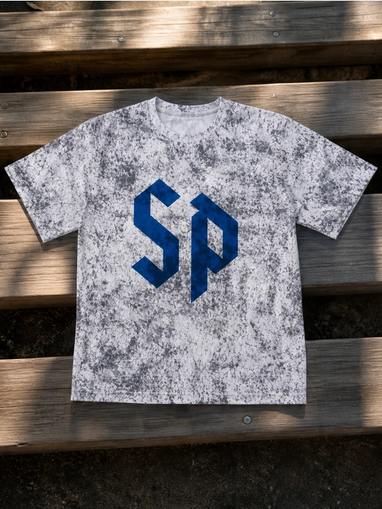 Erkaklar uchun SD monogramma printli paxta oversayz futbolka, qisqa yengli