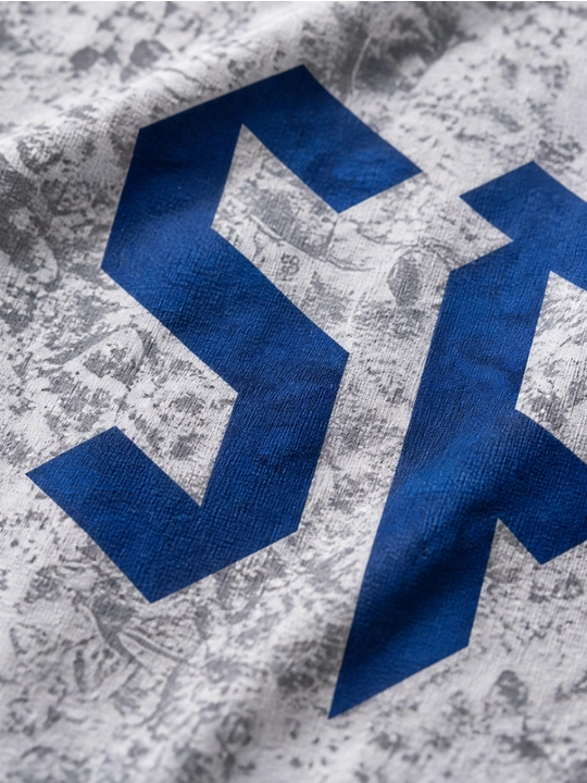 Erkaklar uchun SD monogramma printli paxta oversayz futbolka, qisqa yengli