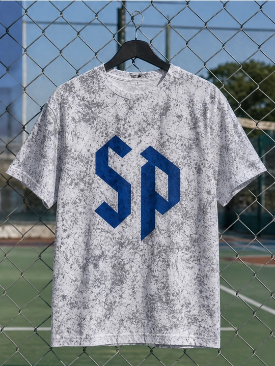 Erkaklar uchun SD monogramma printli paxta oversayz futbolka, qisqa yengli