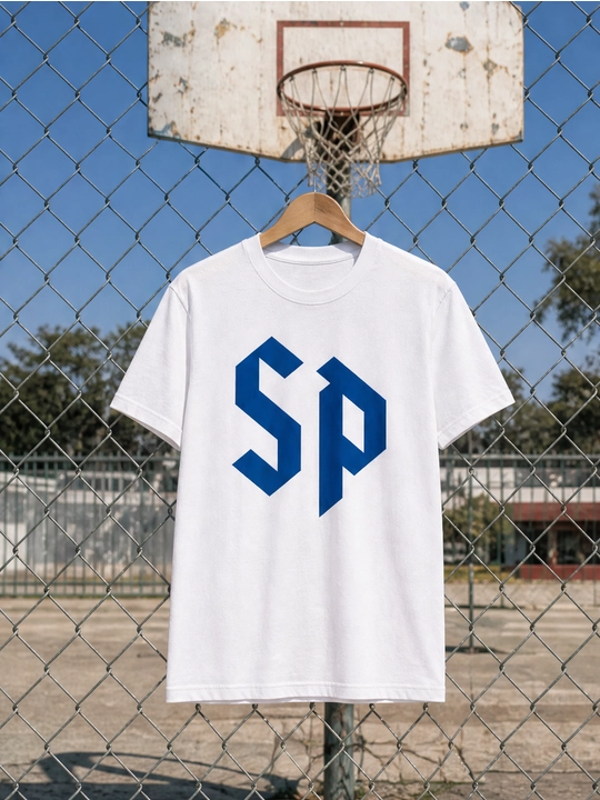Erkaklar uchun SD monogramma printli paxta oversayz futbolka, qisqa yengli