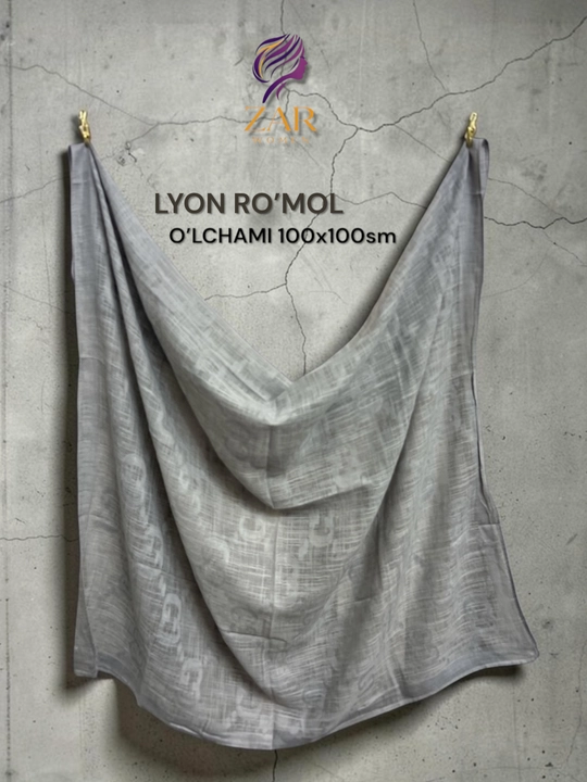 Ayollar uchun lyon matoli ro'mollar. O'lchami 100x100 sm - 