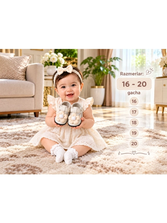6 oylikdan 1 yoshgacha bo'lgan qizchalar pinetikasi, oyoq kiyim, tuflicha, makascha - 