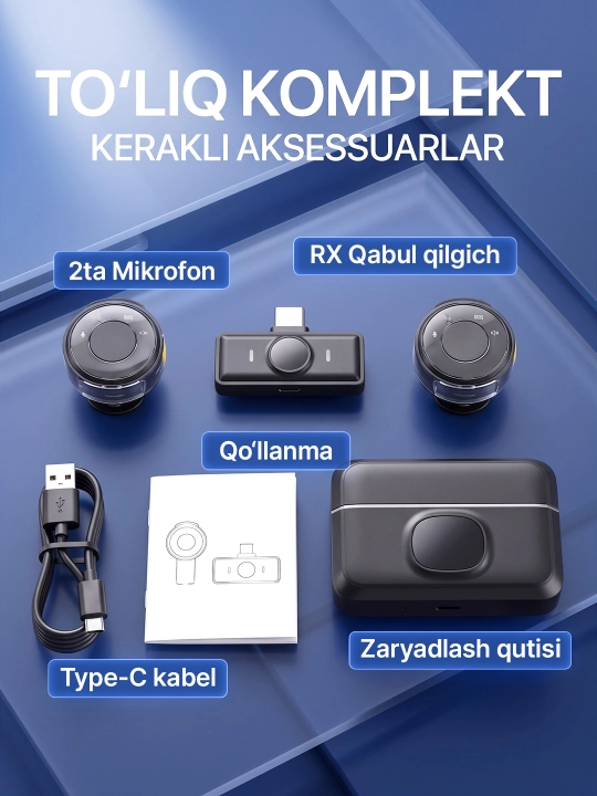 Type-C telefon uchun simsiz petlitsali mikrofon, petlitsali mikrofon
