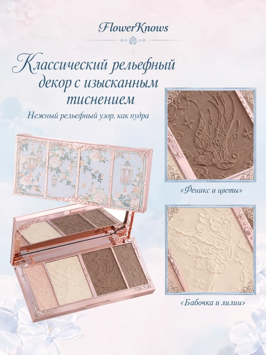 Flower Knows Butterfly Cloud палетка с рельефом бабочки для сияния и контуринга
