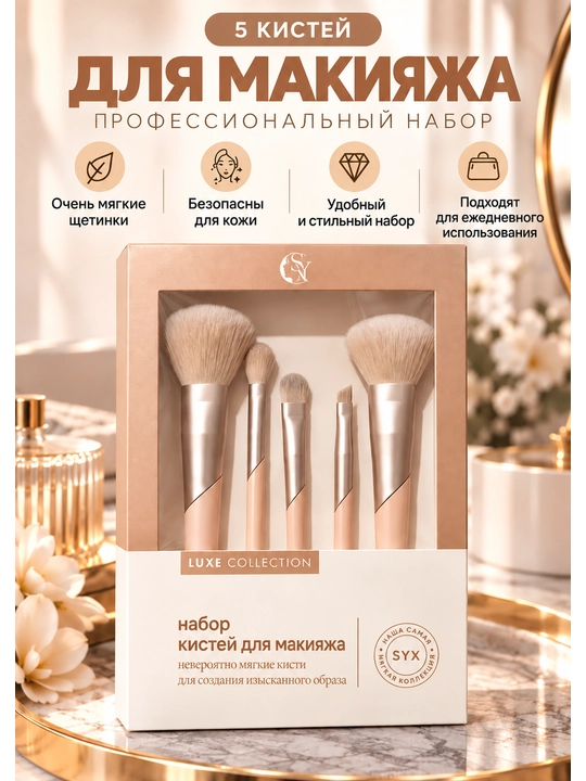 Профессиональный набор кистей для макияжа для женщин, 5 штук - 