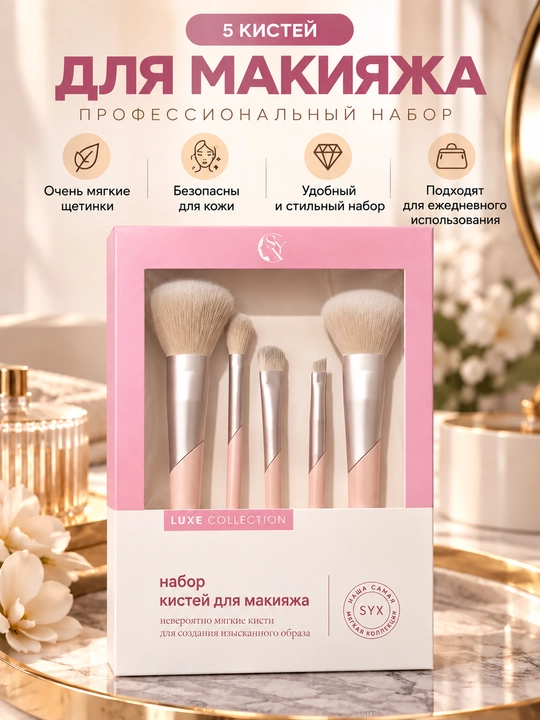 Профессиональный набор кистей для макияжа для женщин, 5 штук - 