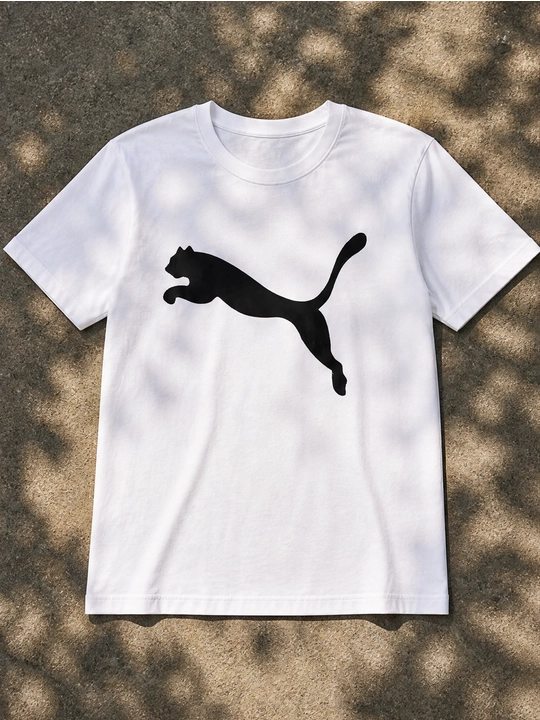 Erkaklar uchun sakrayotgan puma printli paxta oversayz futbolka, qisqa yengli