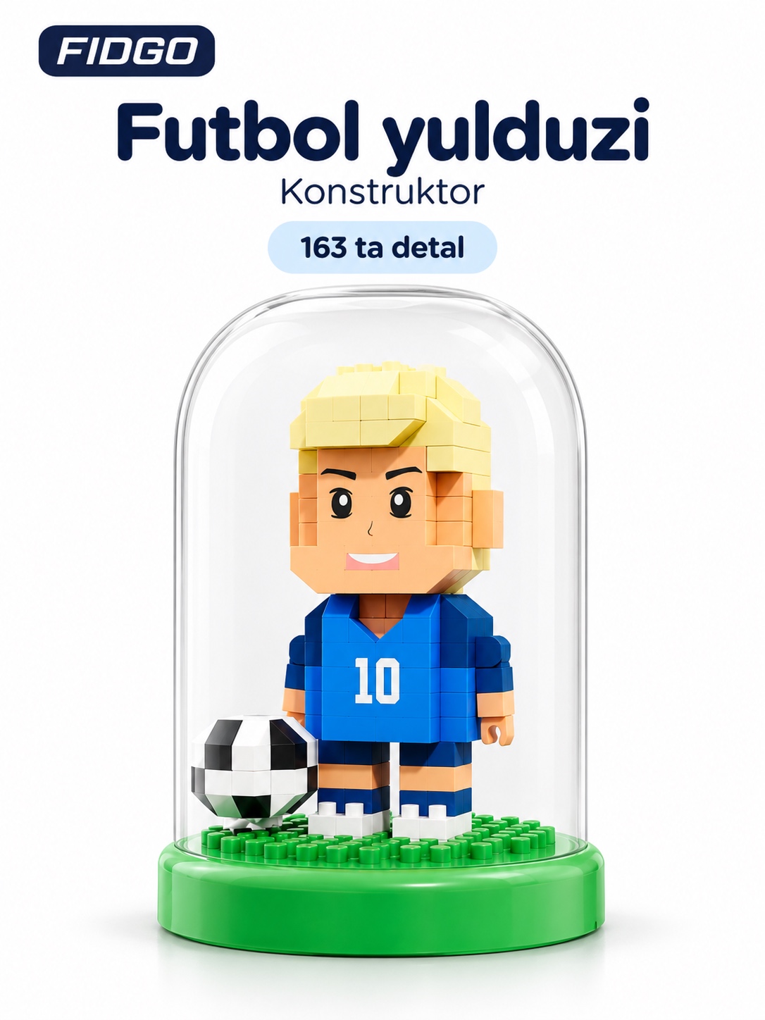 FIDGO futbolchi konstruktori, to‘p, taglik va shaffof gumbaz bilan - 