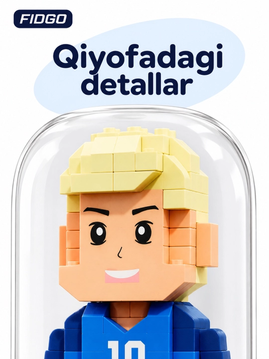 To‘p, taglik va shaffof gumbazli FIDGO "Futbolchi" figurali konstruktori