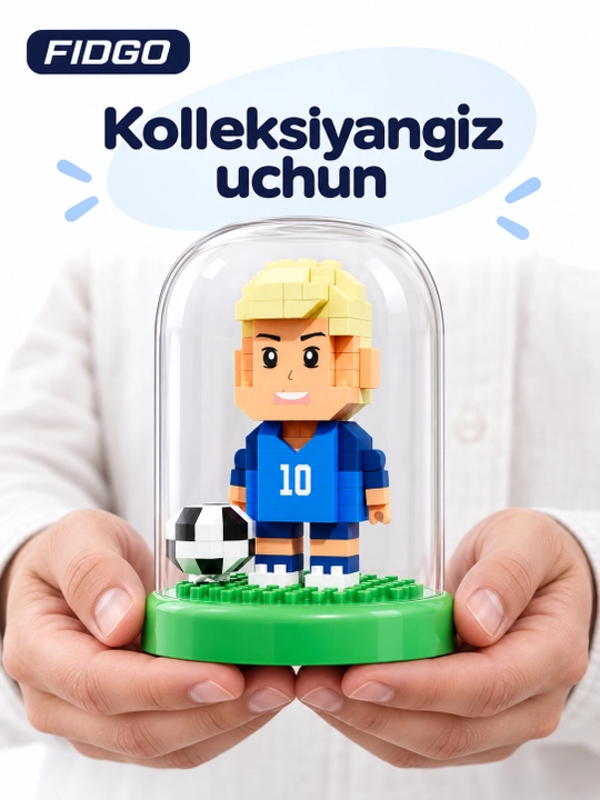 To‘p, taglik va shaffof gumbazli FIDGO "Futbolchi" figurali konstruktori