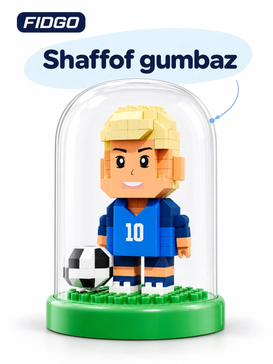 To‘p, taglik va shaffof gumbazli FIDGO "Futbolchi" figurali konstruktori