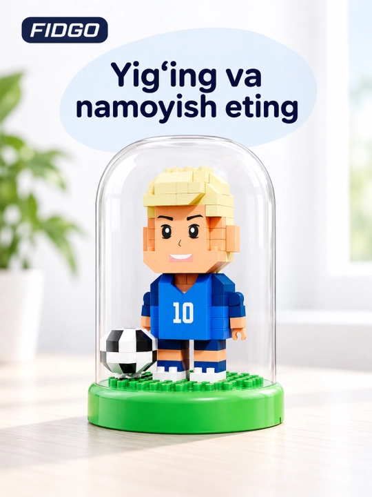 To‘p, taglik va shaffof gumbazli FIDGO "Futbolchi" figurali konstruktori