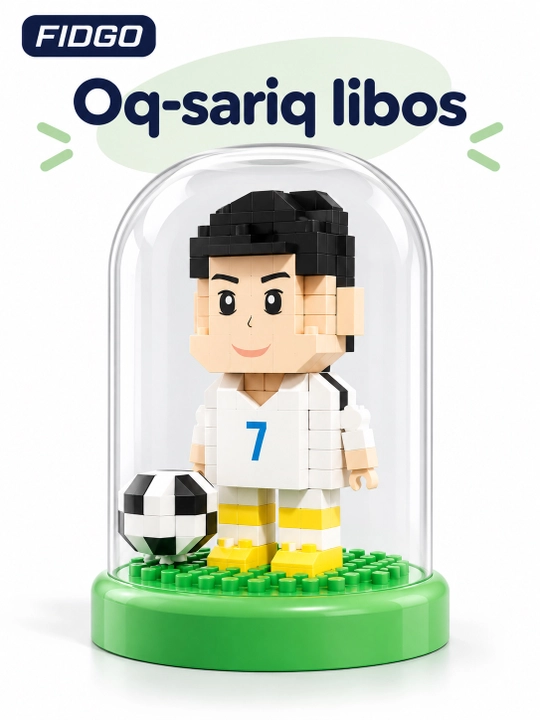 To‘p, taglik va shaffof gumbazli FIDGO "Futbolchi" figurali konstruktori