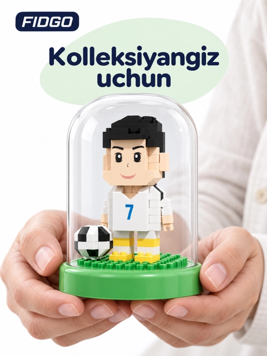 To‘p, taglik va shaffof gumbazli FIDGO "Futbolchi" figurali konstruktori