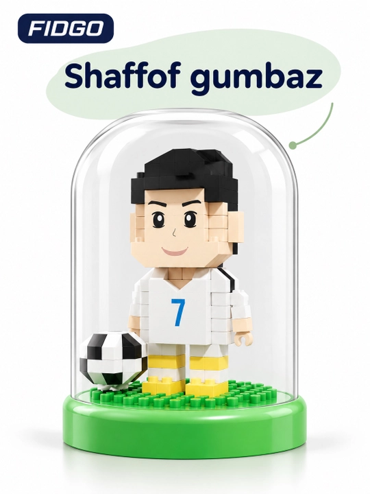 To‘p, taglik va shaffof gumbazli FIDGO "Futbolchi" figurali konstruktori