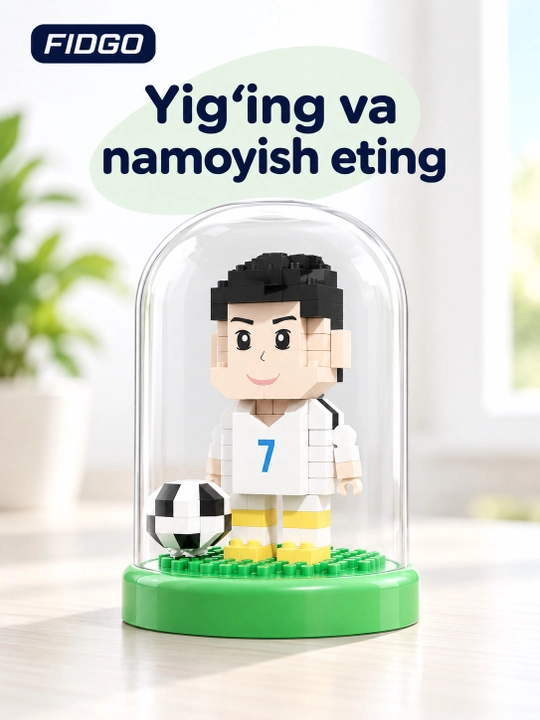 To‘p, taglik va shaffof gumbazli FIDGO "Futbolchi" figurali konstruktori