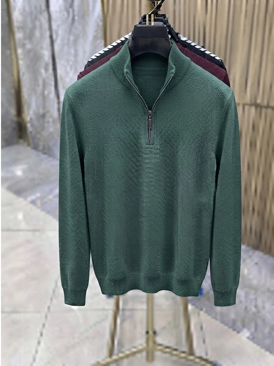 Urban Gentleman – yoqasi zamokli premium erkaklar sviteri Quarter-zip - 