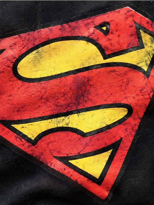 Erkaklar uchun Supermen emblemasi printli paxta oversayz futbolka, qisqa yengli