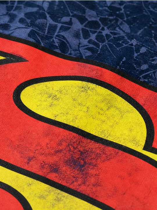 Erkaklar uchun Supermen emblemasi printli paxta oversayz futbolka, qisqa yengli