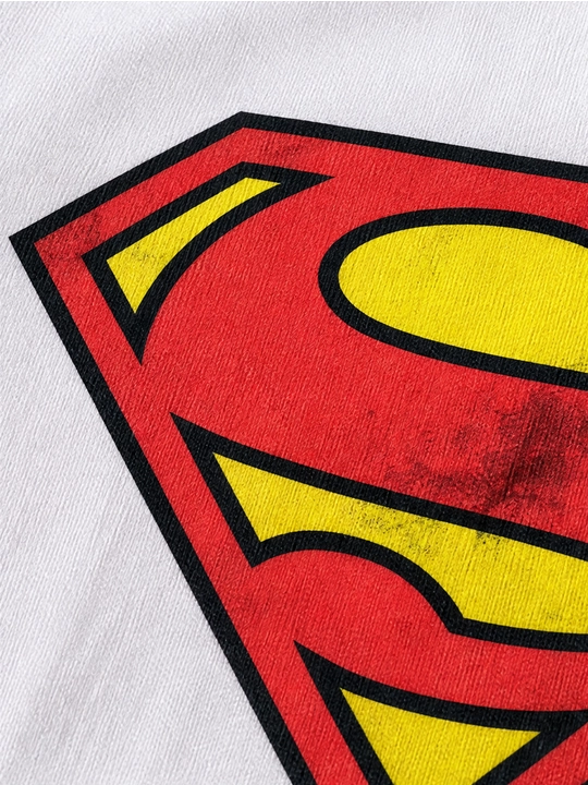 Erkaklar uchun Supermen emblemasi printli paxta oversayz futbolka, qisqa yengli