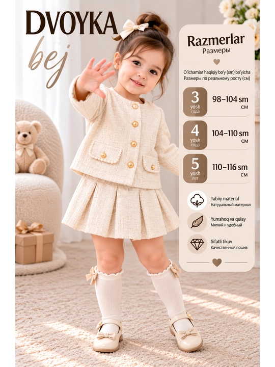 Сезонная тройка для девочек 3-4-5 лет, одежда для девочек, осенняя одежда для детей - 
