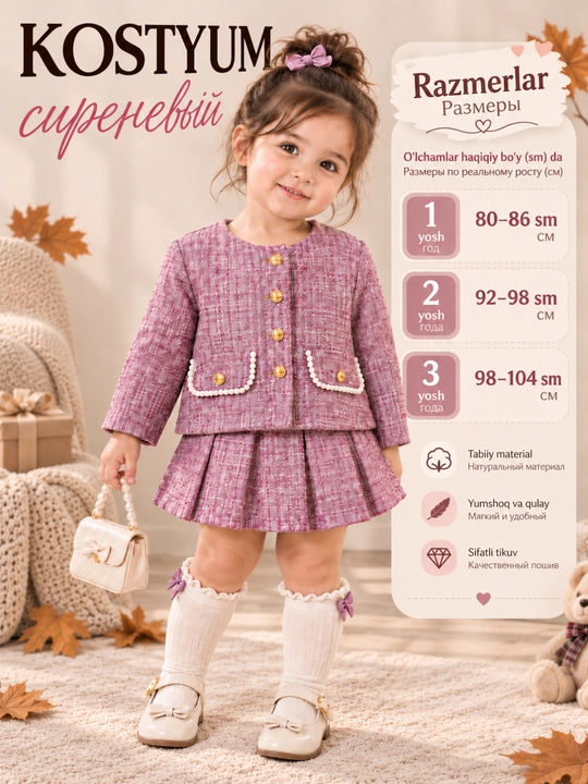 Сезонная тройка для девочек 3-4-5 лет, одежда для девочек, осенняя одежда для детей - 