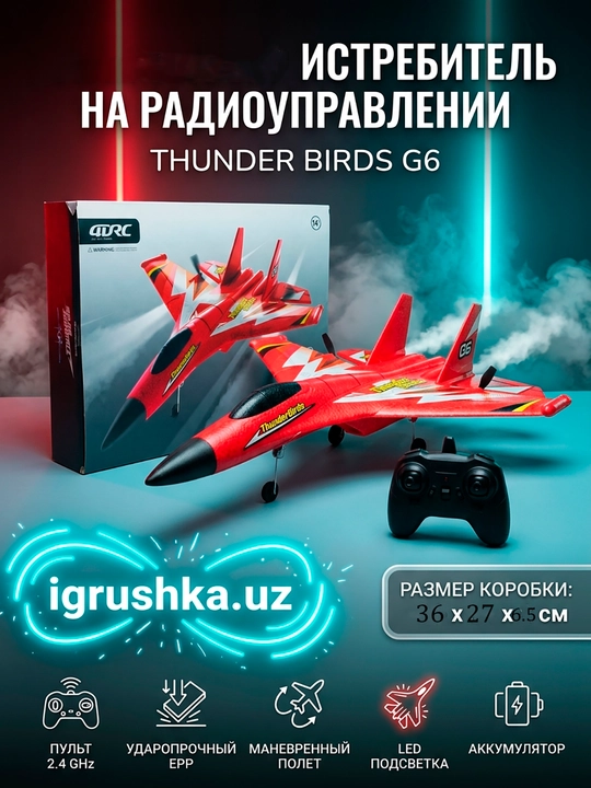 Radio boshqaruvli samolyot-planer 4DRC Thunderbirds G6, 2.4G, 14+ - 