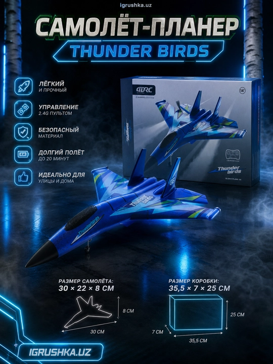 Radio boshqaruvli samolyot-planer 4DRC Thunderbirds G6, 2.4G, 14+